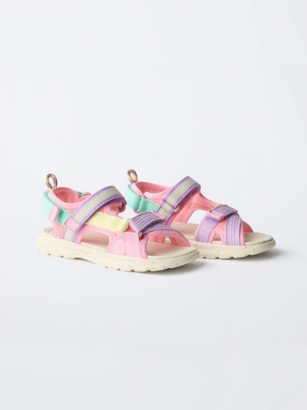 ZARA MULTICOLOR TECHNICAL SANDALS NWT Size : 9 (6.1 INCHES) * Color : PINK